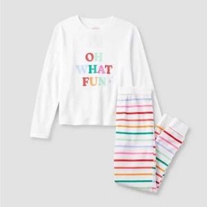 NWT Wondershop Target Oh What Fun waffle rainbow stripe Christmas PJs pajamas 3T